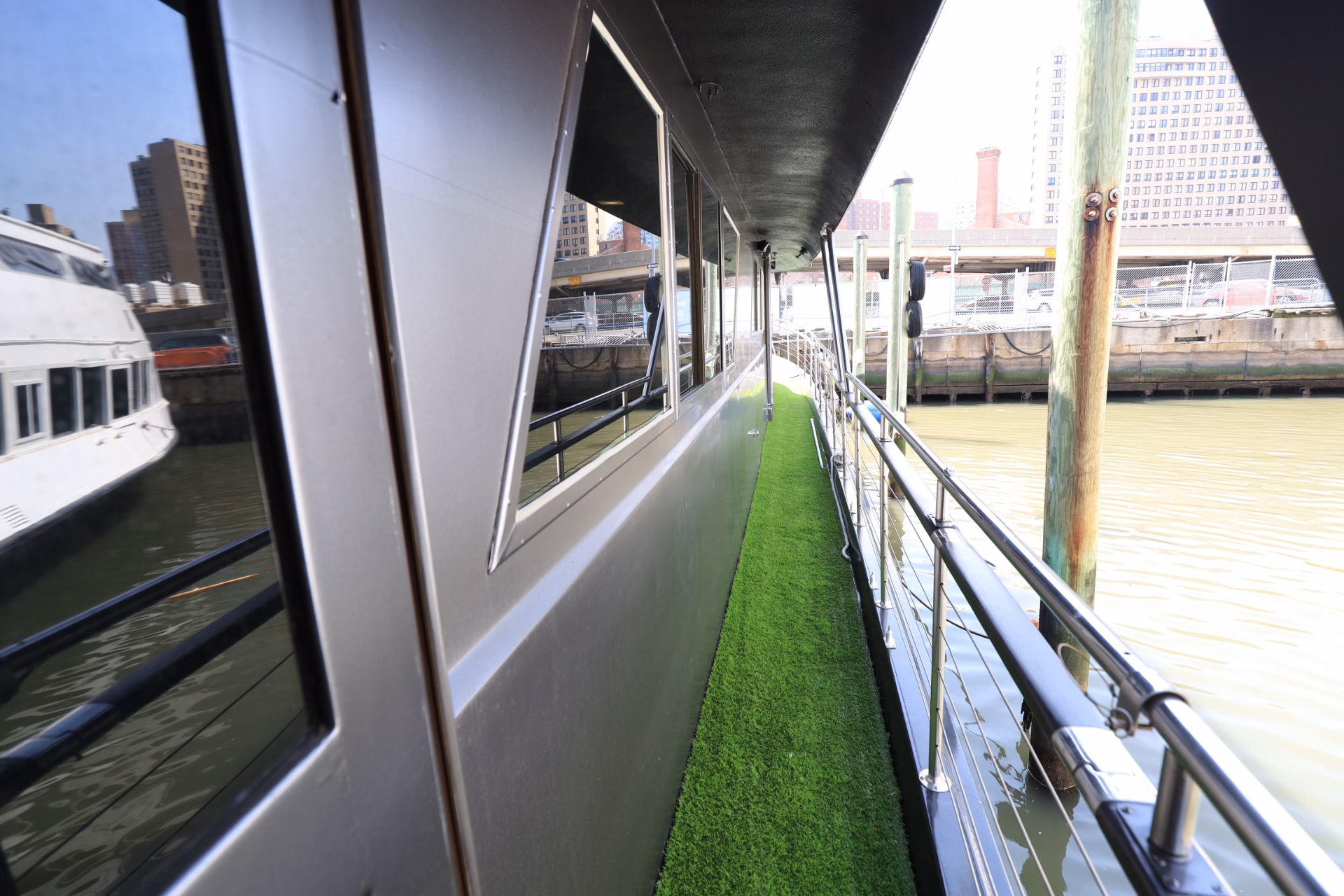 Unity side walkway with turf grass and skyline view
