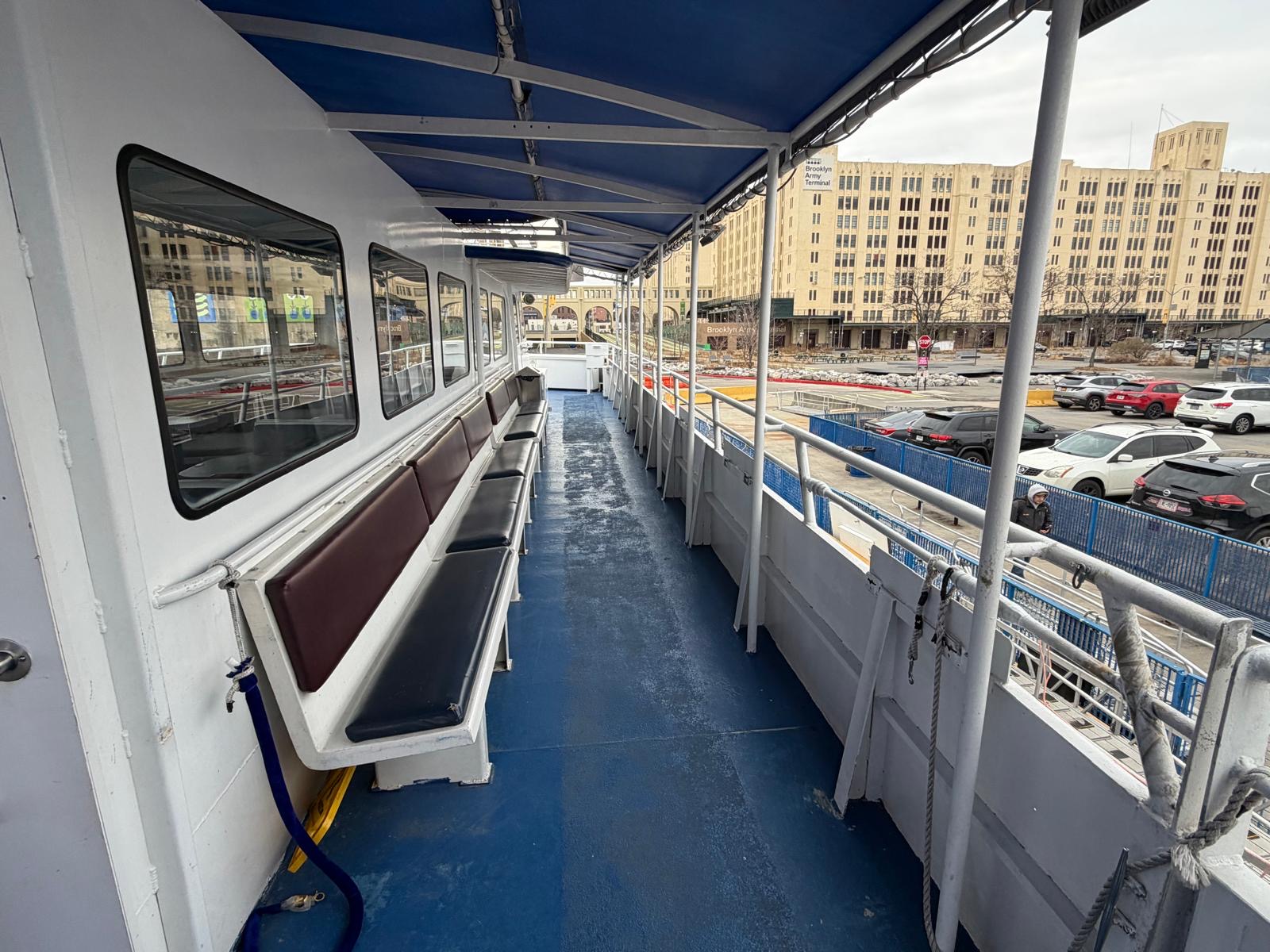 Atlantic Star covered side deck with bench seating